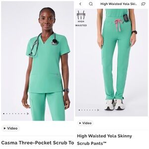 Figs Teal V-Neck Scrub Set